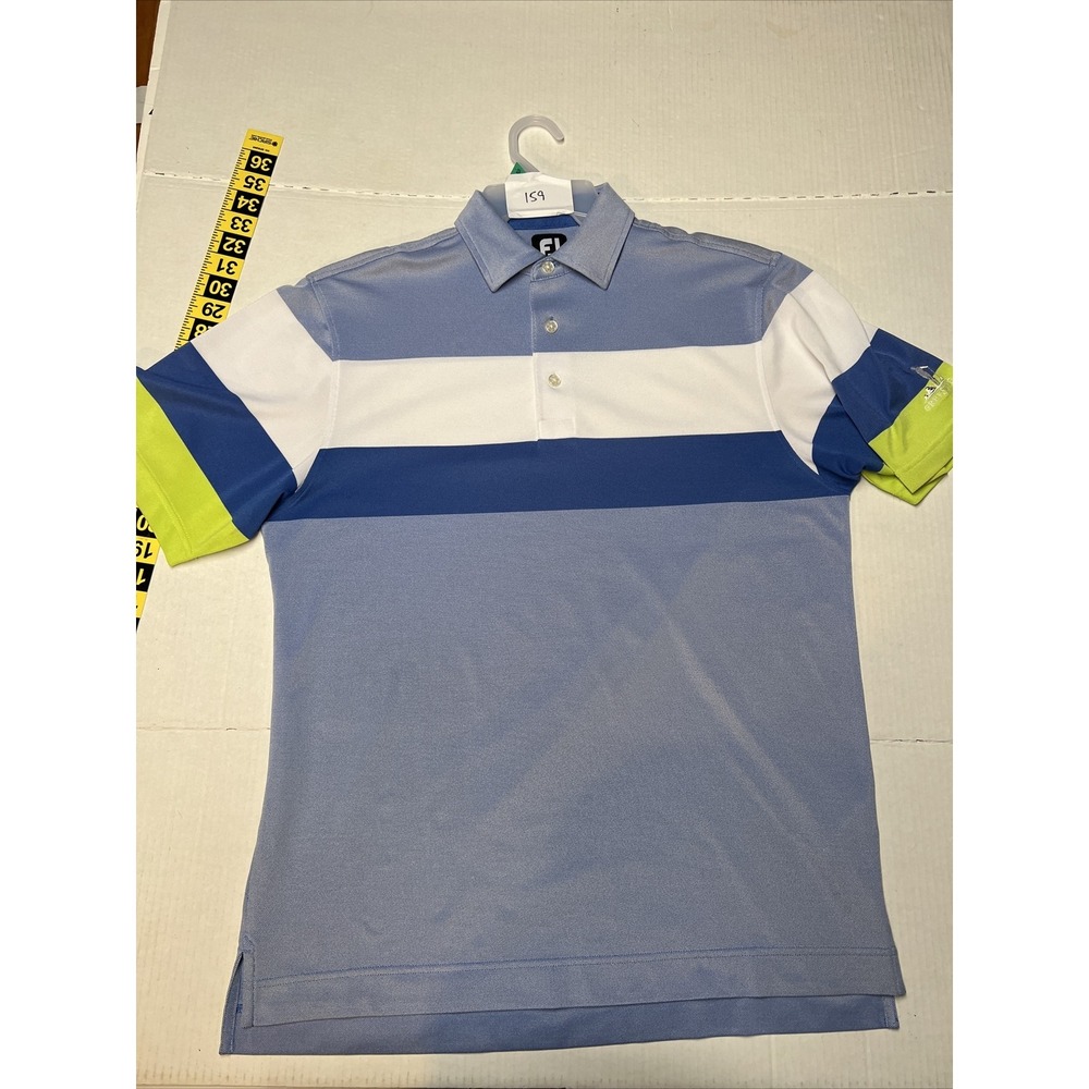 Footjoy Golf Polo Shirt Men's Medium Striped Colorblock Greystone‎ Course Preppy
